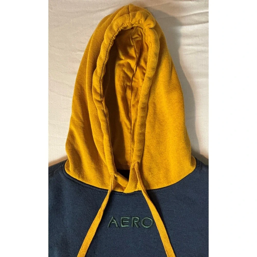 Aeropostale Hoodie Colorblock Blue Yellow‎ Red Green AERO Logo Pullover Sz S